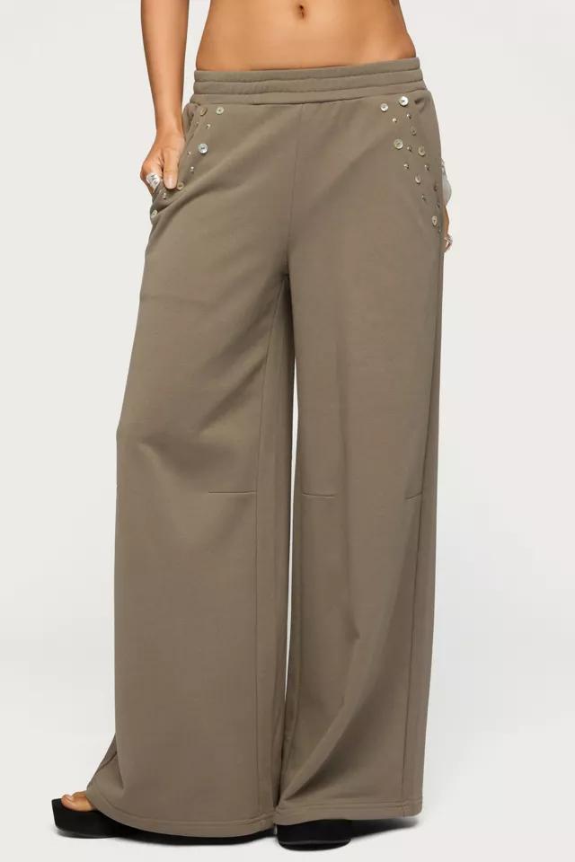Edikted Zania Iridescent Button Sweatpants by EDIKTED