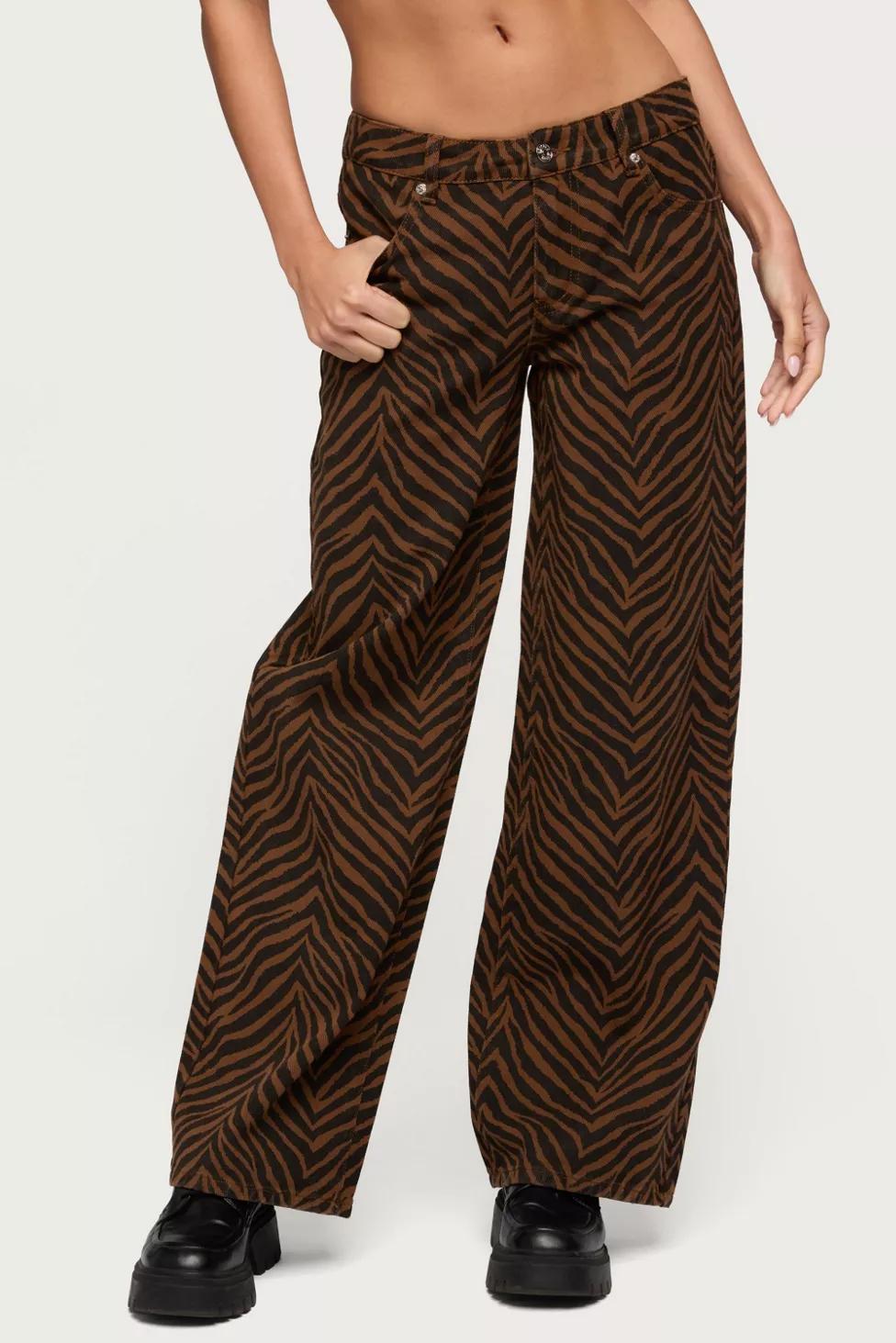 Edikted Zebra Print Low Rise Baggy Jean by EDIKTED
