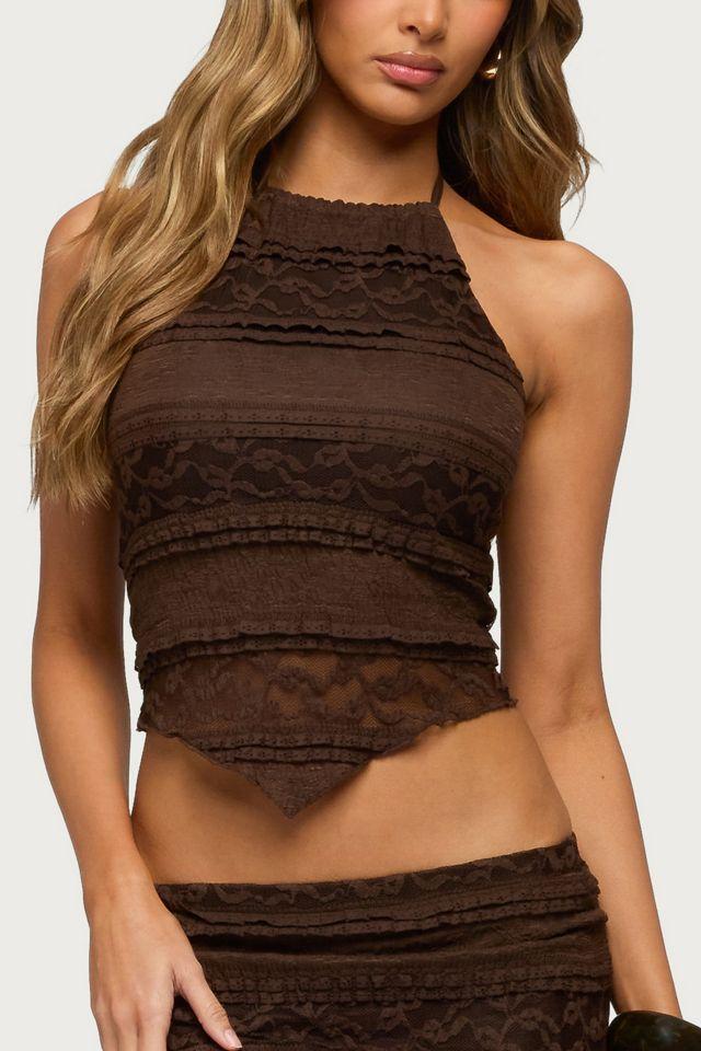 Edikted Zoya Handkerchief Lace Halter Top by EDIKTED