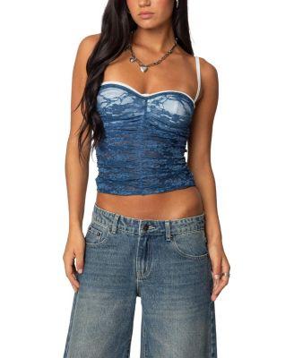 Eleanor Bra Detail Sheer Lace Top by EDIKTED