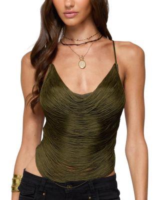 Elenie Fringed Cowl Neck Top by EDIKTED