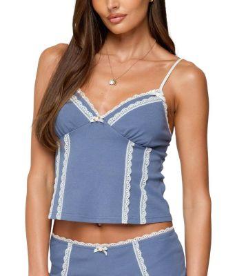 Eliane Contrast Lacey Tank Top by EDIKTED
