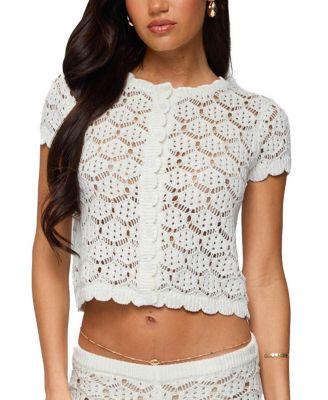 Elisa Open Knit Button Up Top by EDIKTED