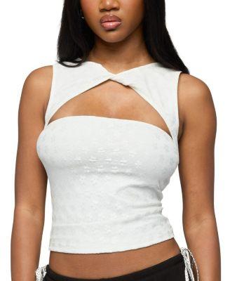 Elisia Twist Cutout Flower Lace Top by EDIKTED