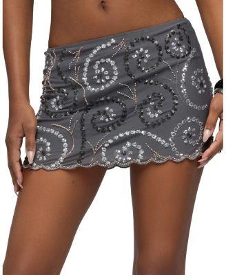 Embroidered Bead & Sequin Mesh Mini Skirt by EDIKTED