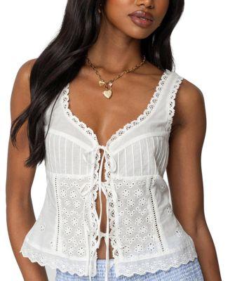 Fiore Eyelet Tie Front Top by EDIKTED