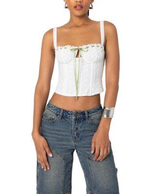 Garden Girl Ribbon Eyelet Corset by EDIKTED