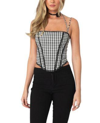 Gingham Lace Trim Corset by EDIKTED