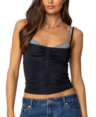Gingham Layered Tank Top by EDIKTED