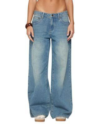 Graphic Vintage Washed Low Rise Light Rinse Wash Jeans by EDIKTED