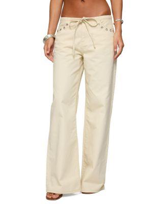 Grommet Tie Waist Low Rise Colored Wash Jeans by EDIKTED