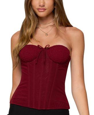 Guinivere Smocked Strapless Corset by EDIKTED Guinivere Smocked Strapless Corset by EDIKTED