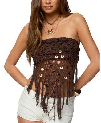 Handkerchief Backless Crochet Fringed Top by EDIKTED