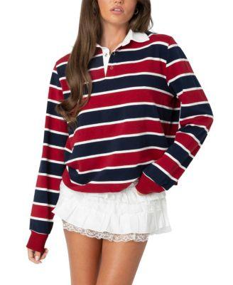 Hanna Striped Collared Shirt by EDIKTED