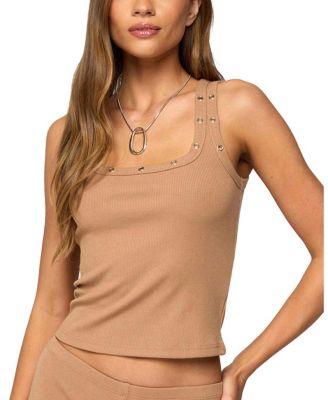 Hasel Grommet Ribbed Tank Top by EDIKTED