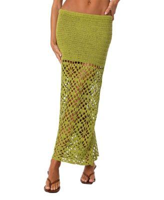 Ida Back Slit Crochet Maxi Skirt by EDIKTED