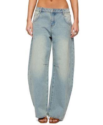 Ilara Low Rise Light Rinse Wash Barel Jeans by EDIKTED