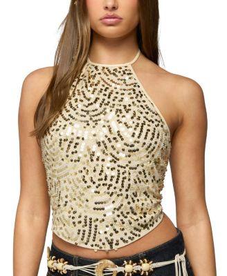 Ilaria Sequin Halter Top by EDIKTED