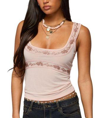 Isiadora Beaded Scoop Neck Tank Top by EDIKTED