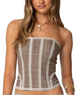 Jaiden Houndstooth Plaid Corset by EDIKTED