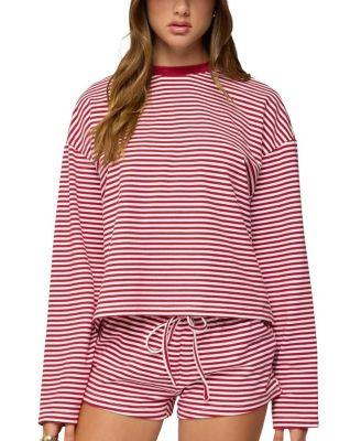 Jainee Striped Long Sleeve T Shirt by EDIKTED