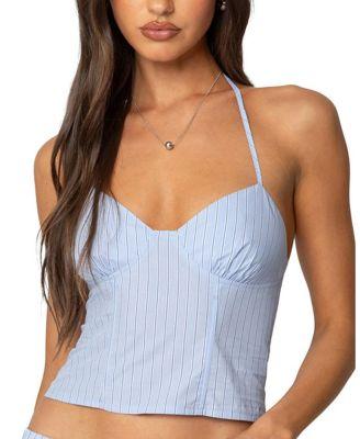 Janey Pinstripe Halter Top by EDIKTED