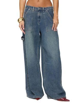 Jaycee Low Rise Baggy Carpenter Jeans in Blue Washed by EDIKTED