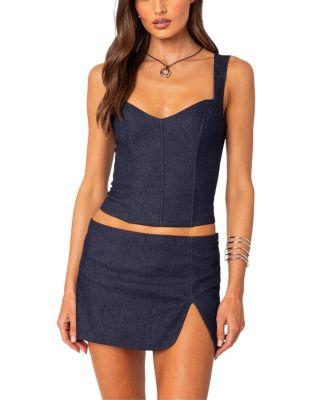 Jemma Lace Up Denim Corset by EDIKTED