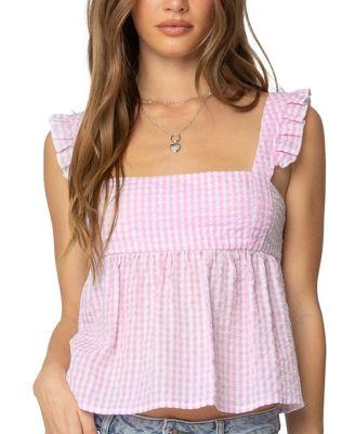 Jenson Backless Gingham Top by EDIKTED