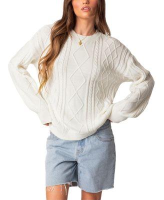 Jessy Cable Knit Oversized Sweater by EDIKTED