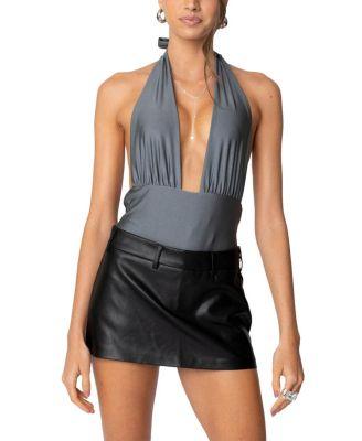 Justice Shiny Gathered Bodysuit by EDIKTED