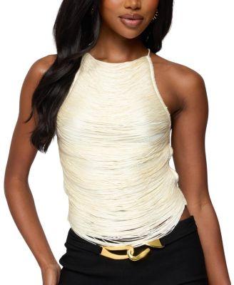 Kalana Crisscross Backless Fringed Top by EDIKTED