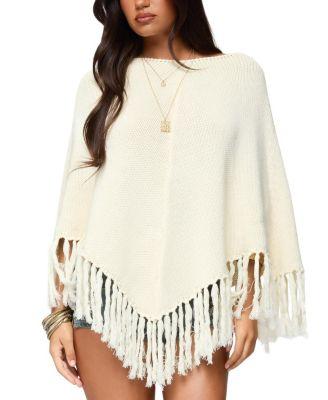 Kamila Fringe Knit Poncho by EDIKTED