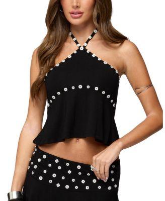 Kayce Button Halter Top by EDIKTED