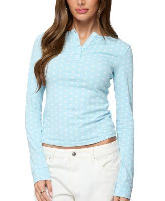 Keana Polka Dot Henley Top by EDIKTED