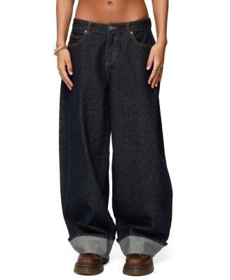 Kella Extra Oversized Low Rise Dark Rinse Wash Jeans by EDIKTED
