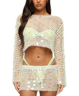 Kirah Sequin Crochet Top by EDIKTED