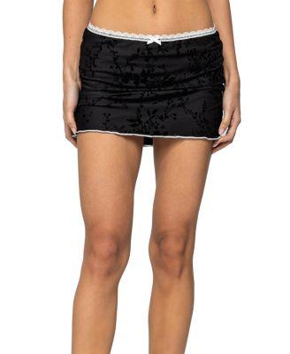 Klea Velvet Embroidery Mini Skirt by EDIKTED