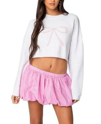Knit Bow Cropped Sweater by EDIKTED