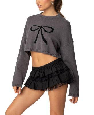 Knit Bow Cropped Sweater by EDIKTED