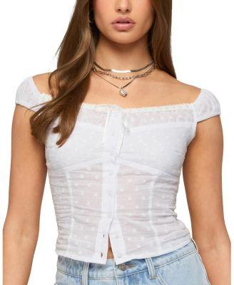 Laura Off Shoulder Dotted Cotton Top by EDIKTED