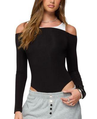Layered Ribbed Off Shoulder Bodysuit by EDIKTED