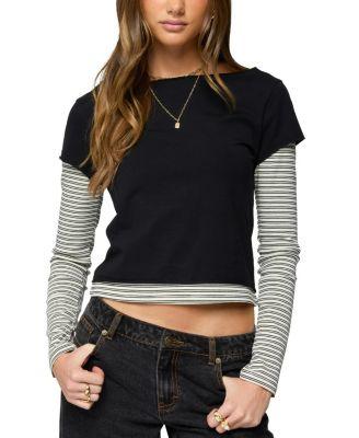 Layered Stripey Long Sleeve T Shirt by EDIKTED