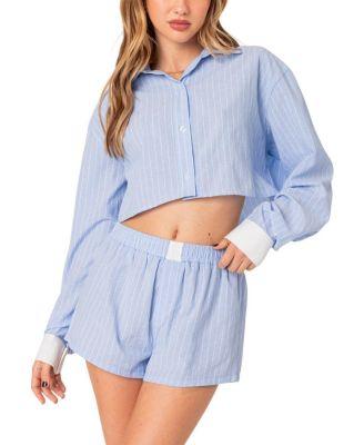 Lea Cropped Button Up Shirt by EDIKTED