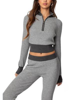 Lei Contrast Half Zip Knit Top by EDIKTED