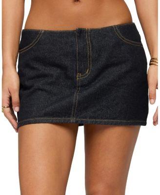 Leire No Waistband Denim Mini Skort by EDIKTED
