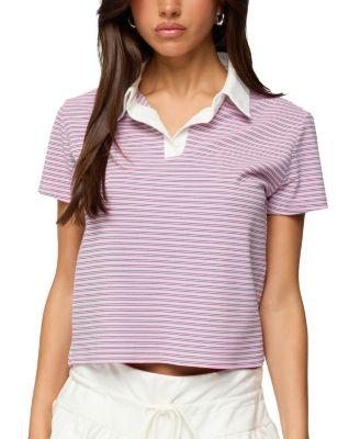 Lennie Striped Polo Top by EDIKTED