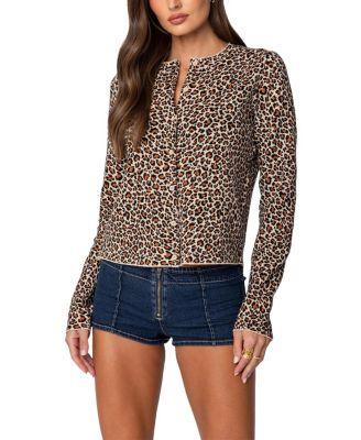 Leopard Printed Knit Cardigan by EDIKTED