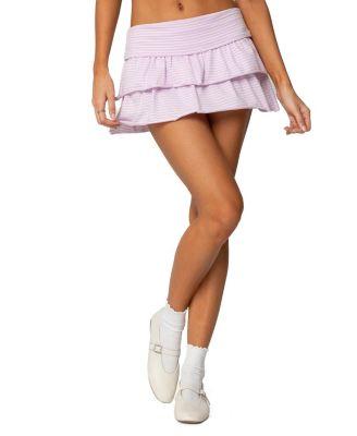 Lexie Ruffle Striped Mini Skirt by EDIKTED