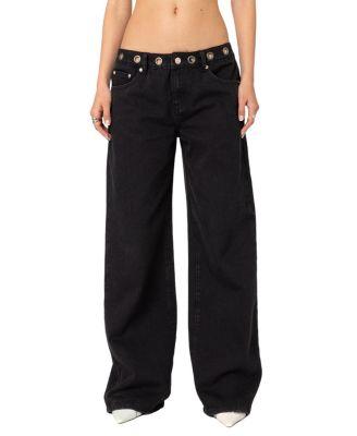 Libby Grommet Waist Jeans in Black by EDIKTED